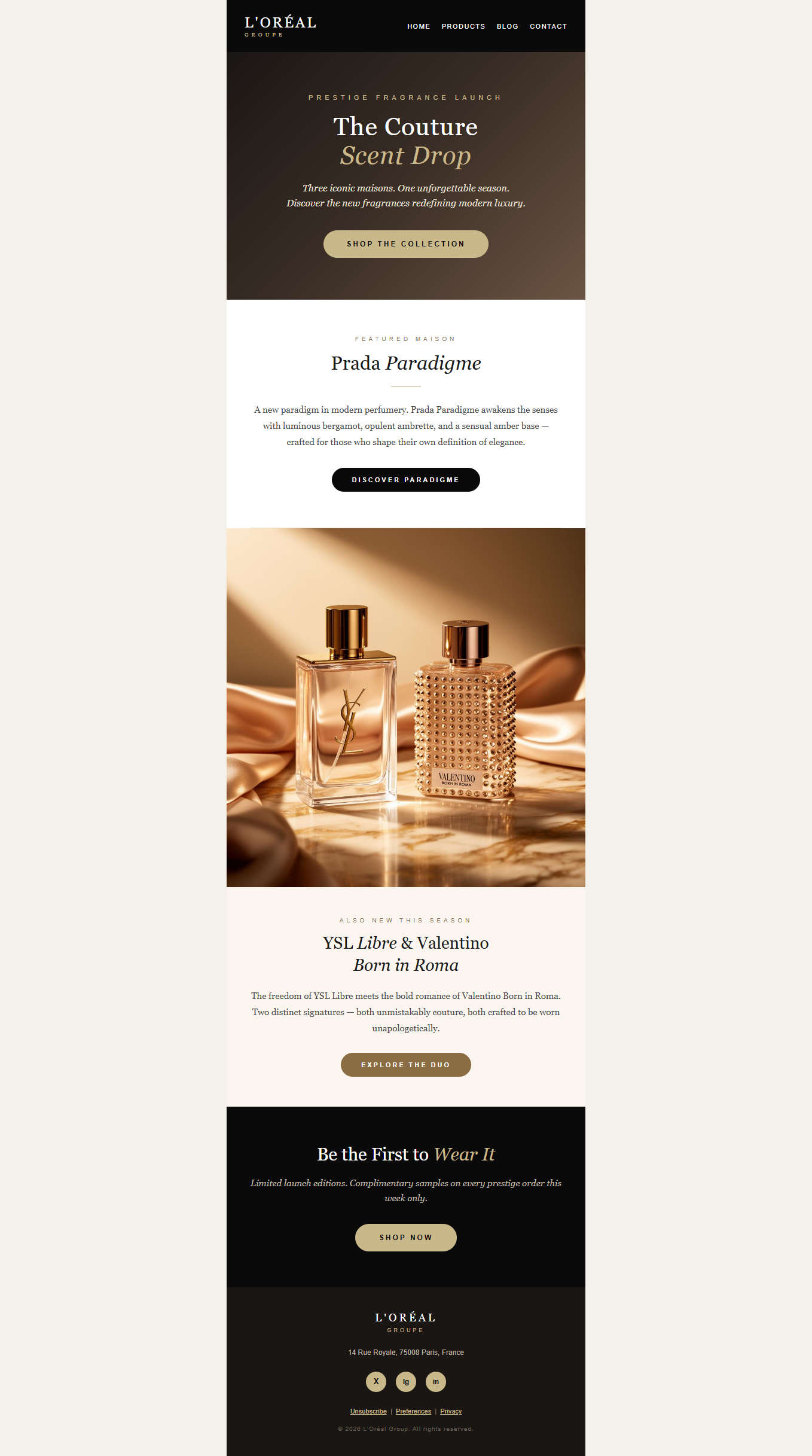 L’Oréal couture scent email template preview