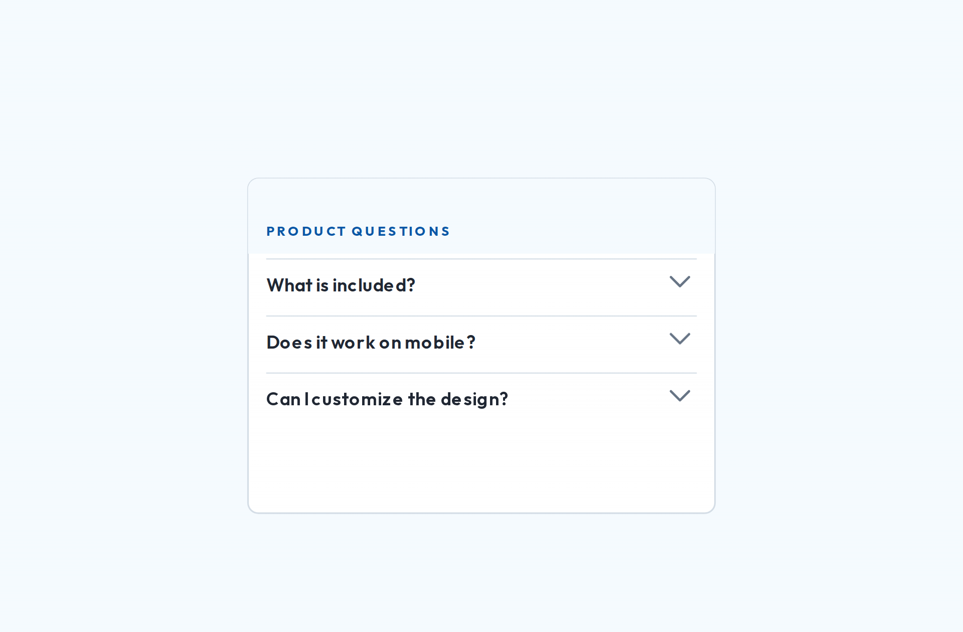 An email accordion opens and closes with smooth content expansion and chevron rotation.