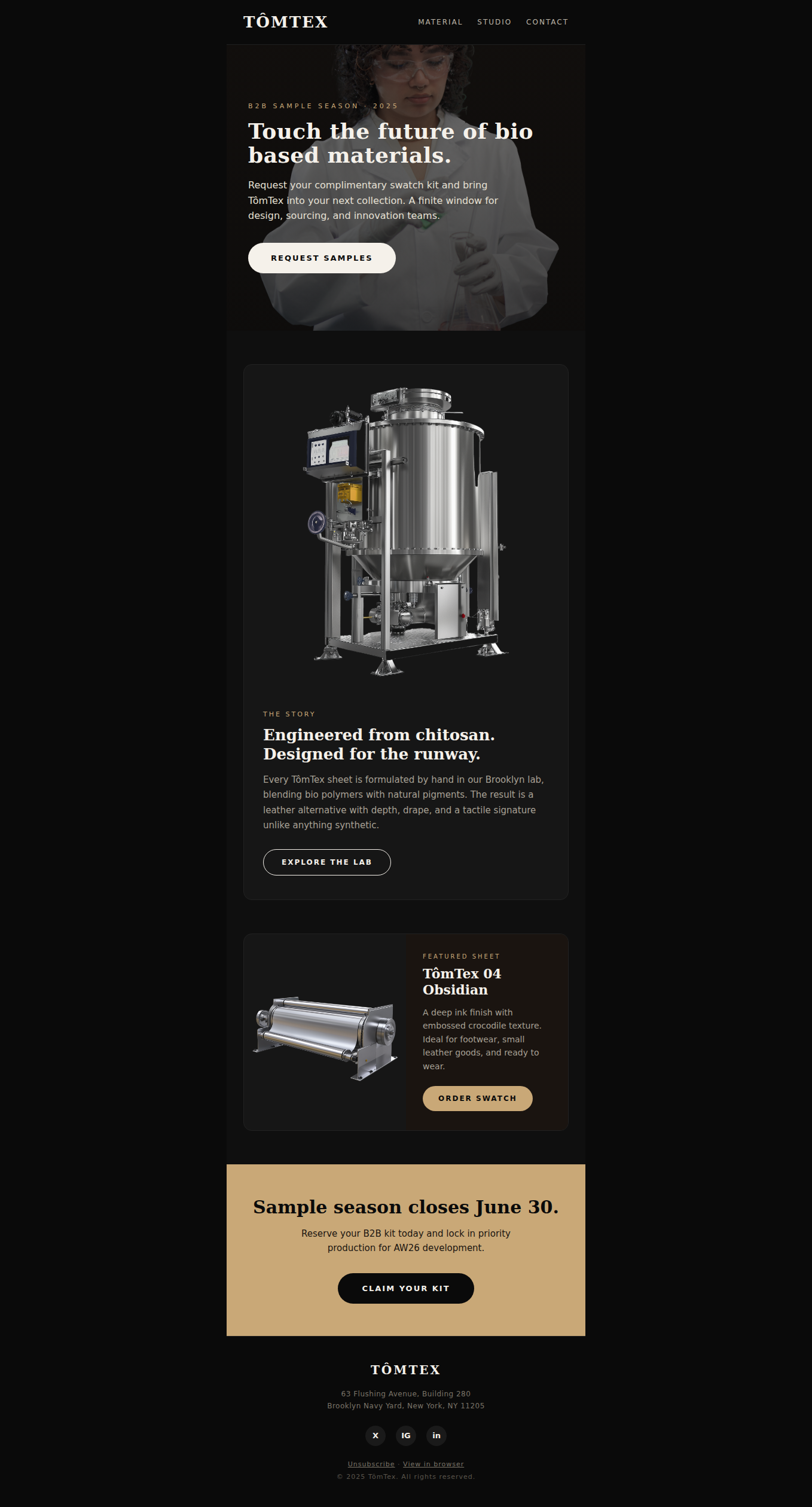 TômTex sample season interactive email template preview