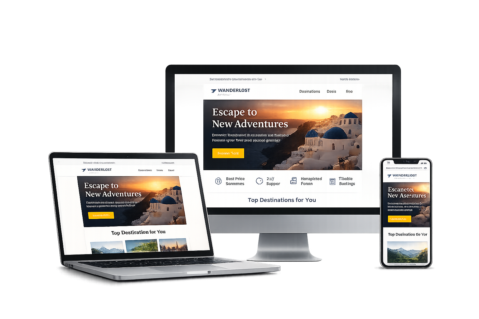 Responsive email template displayed on desktop, web, and mobile email clients