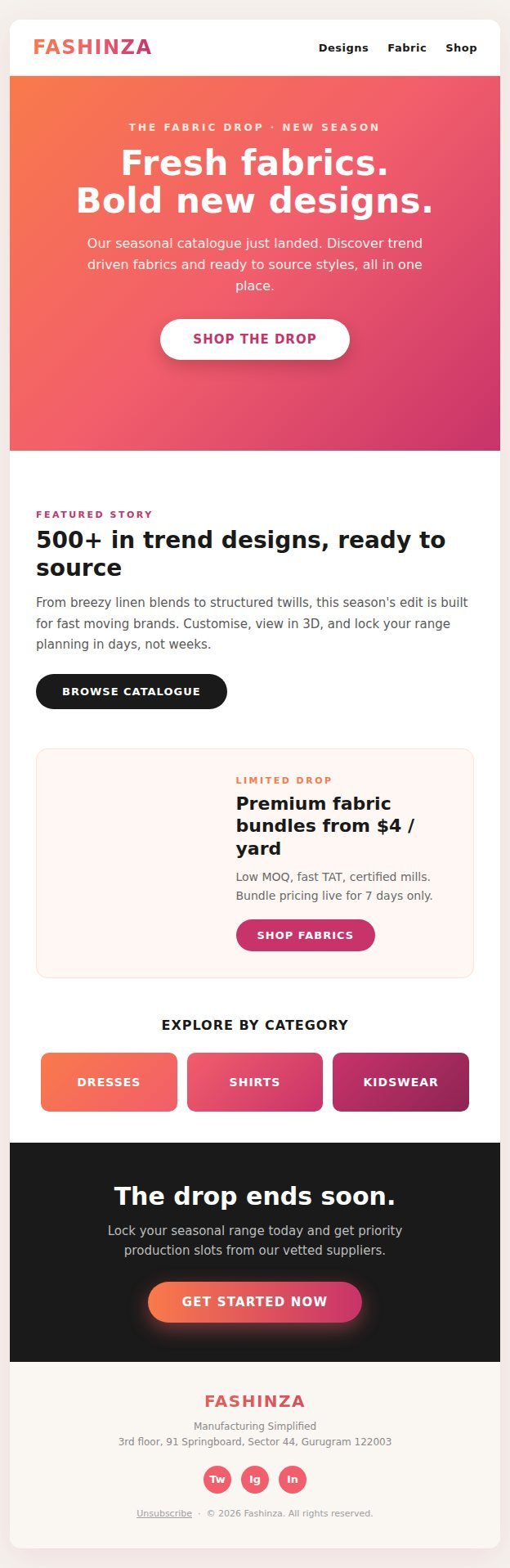 Fashinza modular fashion catalogue email template sample