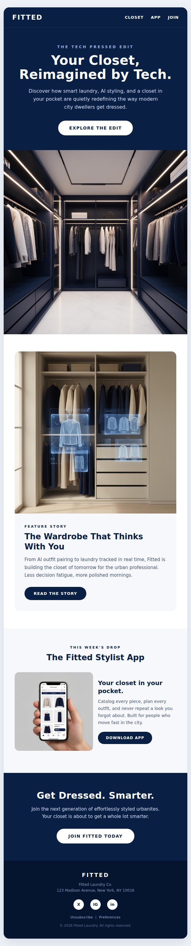 Fitted smart closet modular email template sample