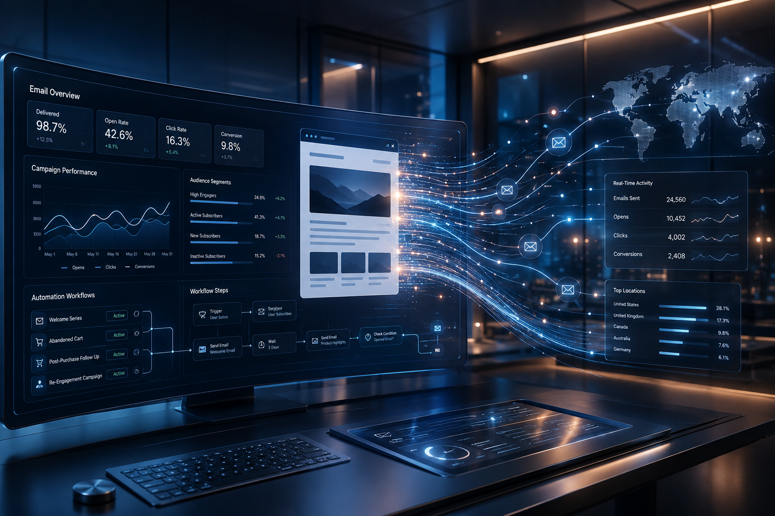 Email service provider integration and campaign performance dashboard
