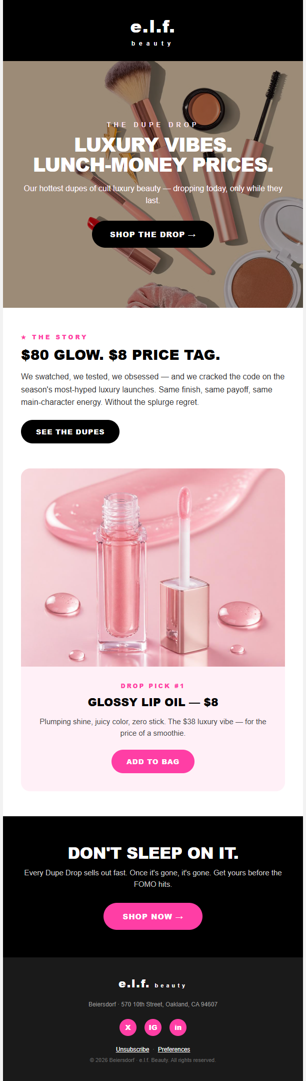 E.L.F beauty newsletter template preview