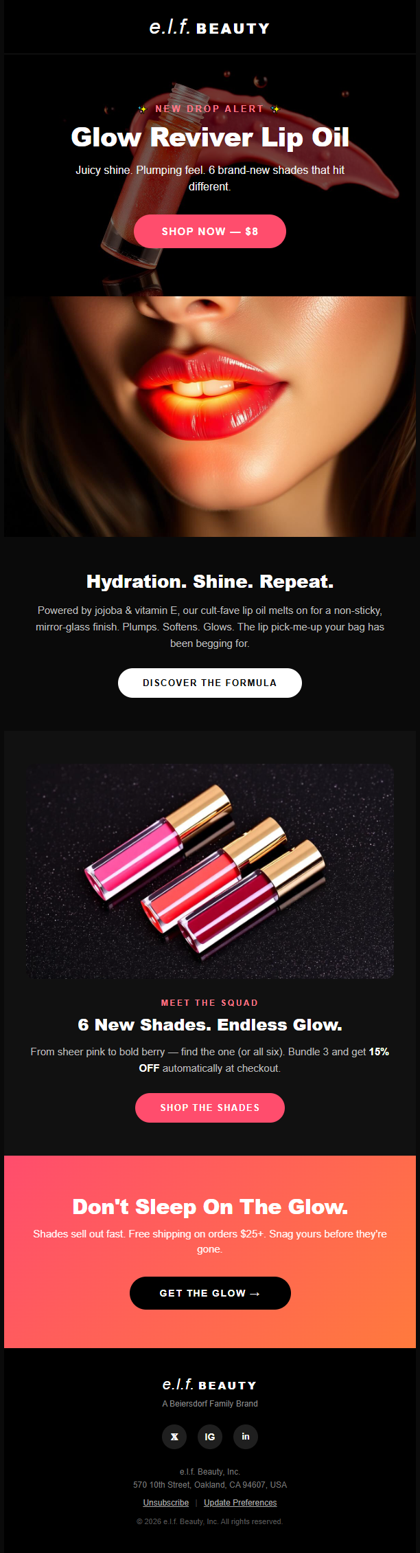 E.L.F product spotlight newsletter template preview