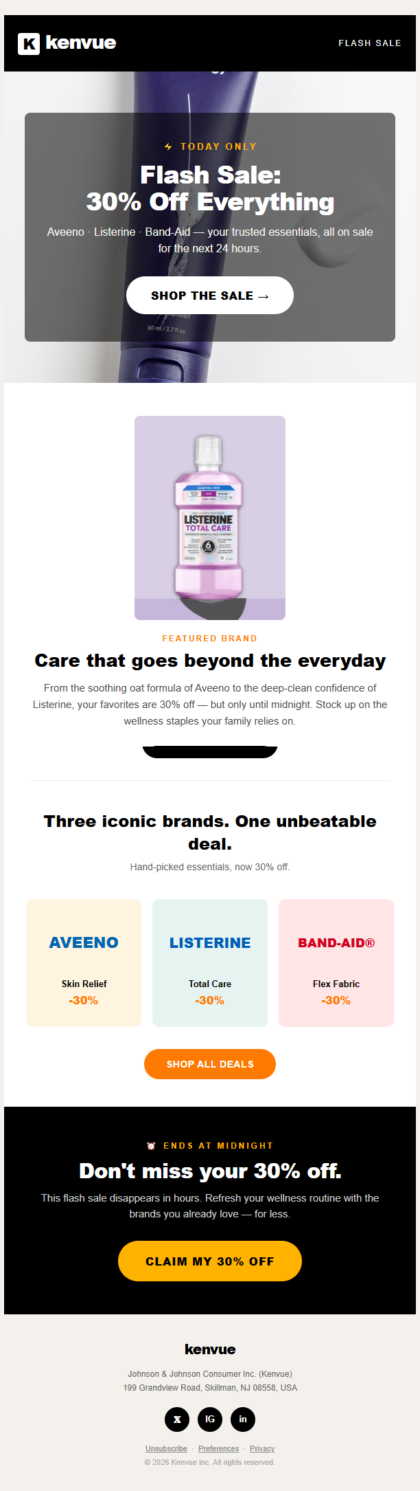 Kenvue modular flash sale email template sample