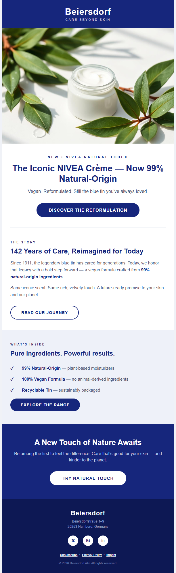Nivea Natural Touch newsletter template preview