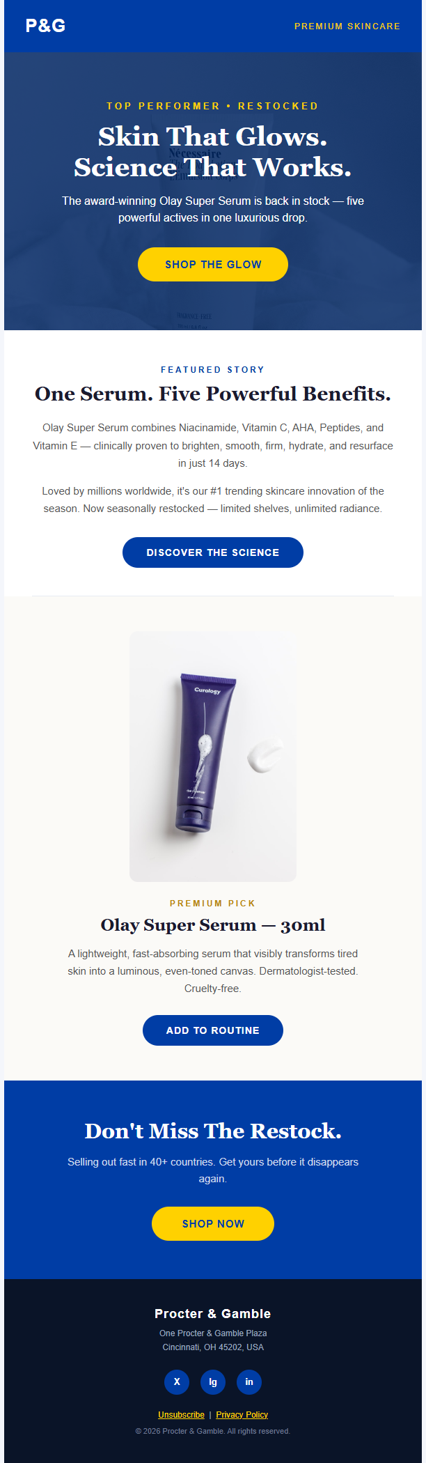 Olay Super Serum newsletter template preview
