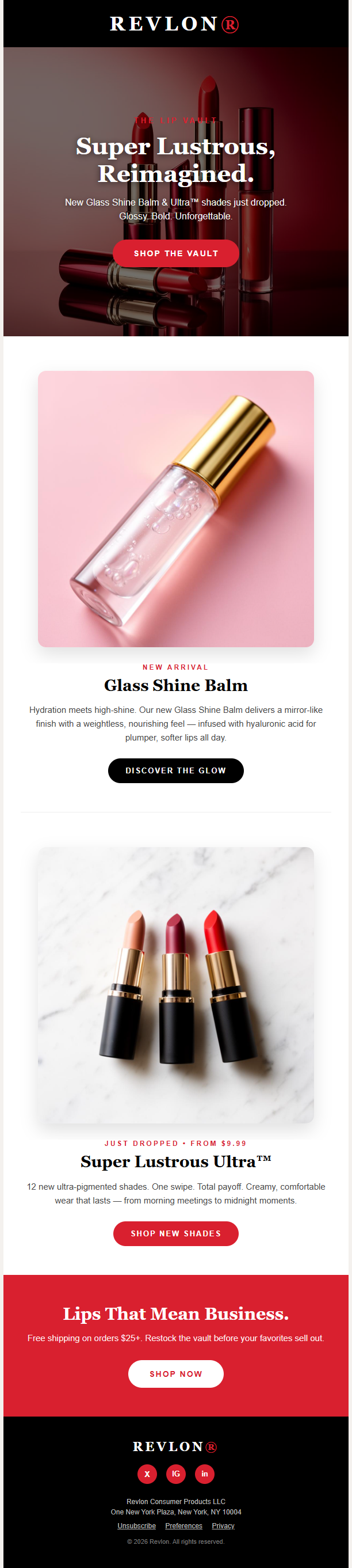 Revlon newsletter template preview